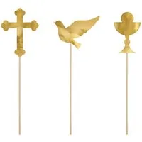 partydeco Tortenstecker, Cake Topper Erstkommunion 31,5cm gold 6er Set