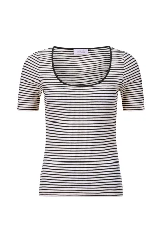 Rich & Royal - Organic Rib Shirt Striped black - Gr. - S