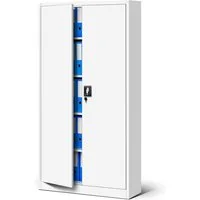 Jan Nowak Aktenschrank Metall Büroschrank abschließbar 90 cm JAN 4 Böden Stahl (Pulverbeschichtet 0,6 mm Wandmontage möglich PZH-zertifiziert) Ordnerschrank 50 Ordner Schloss 2 Schlüssel robust 13 Farben