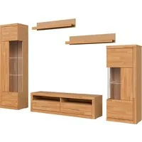 OTTO home Wohnwand Ribe Wohnwand Set-5 St., (Set, 5-St), Glaseinsatz aus gehärtetem Glas,Böden teilweise versetzbar