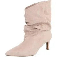 Ital-Design Damen Stiefelette mit Absatz und gerafftem Schaft Stiefelette (92214323) Pfennig-/Stilettoabsatz Stiefeletten in Beige