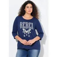 Ulla Popken T-Shirt Shirt Ziersteine Classic Rundhals 3/4-Arm