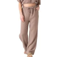 WENOR Palazzohose Damen Musselin-Hose - Sommerhose 100 % Baumwolle, elastischer Bund Weiter Beinverlauf, Musselinstruktur, luftiger Schnitt