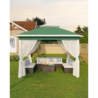 GarveeMore Pavillon 3.3x3.3m Gartenpavillon Wasserfest und UV-beständig höhenverstellbar
