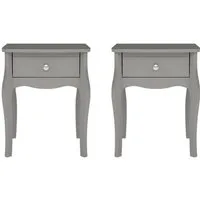 ebuy24 Nachttisch Baroque Nachttisch 2 Stk. mit 1 Schublade grau.