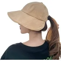 Agger Sonnenhut Faltbarer Sommerhut Damen Atmungsaktiv Mütze Visor Cap Outdoor Hut (Breiter Schirm, Lochdesign für Pferdeschwanz) für Golf Reisen Wandern
