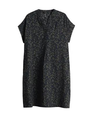 Opus - Hemdblusenkleid aus Modalmix - Wulara shadow blau - Gr. - 34