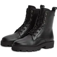 Tommy Hilfiger TH STUD LEATHER LACE-UP BOOT Schnürstiefelette Blockabsatz, Schnürboots mit zusätzlichem Innenreißverschluss