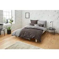 Bruno Banani Wendebettwäsche Merlin in Gr. 135x200 oder 155x220 cm, Biber, 2 teilig, Baumwollbettwäsche, Leinen-Look in Melange-Optik