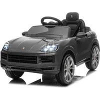 LALAHO Elektro-Kinderauto Kinder Elektroauto Porsche Cayenne Geländewagen Fernsteuerung, 2,4G-Fernbedienung, mit MP3, Musik, Hupe, LED-Leuchten