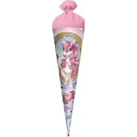Roth Schultüte Einhorn Beauty mit Glittereffekt, 70cm, rund, mit Rot(h)-Spitze und rosafarbigem Filz