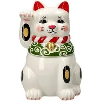 Figuren Shop GmbH Dekoobjekt Maneki Neko Keksdose – Winkekatze Keramik Figur 22 cm Glücksdose