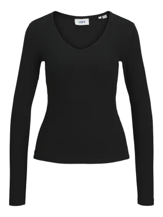 JJXX - JXFREYA STR LS V-NECK TOP JRS NOOS Black - Gr. - M