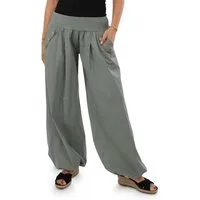 malito more than fashion Haremshose malito Damen Pumphose mit Holzzierknöpfen 23245H Pumphose Sommerhose locker und luftig Einheitsgröße