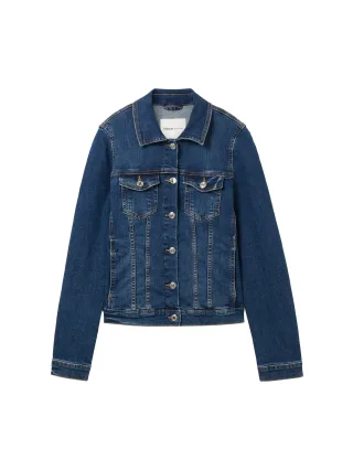 Denim Tom Tailor - Jeansjacke mit Bio-Baumwolle used mid stone blue denim - Gr. - XS
