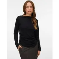 Vero Moda Langarmshirt VMMILLE LS BOATNECK SHORT TOP JRS NOOS Materialmix, regular fit