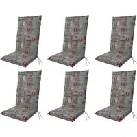 Gardissimo Hochlehnerauflage 6 er Set 1112 Gartenstuhl Auflagen Kissen Polster Hochlehner grau, (Spar-Set, 6 St., 6 Auflagen), für Hochlehner-Stühle UV-beständig inkl. Bindebänder und Haltebänder