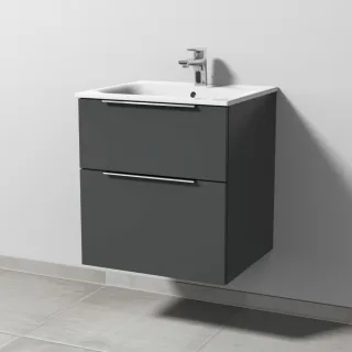 Sanipa 3way Waschtischunterbau zu Geberit Renova Plan Slim Waschtisch mit 2 Auszügen, Anthrazit-Matt UM68522