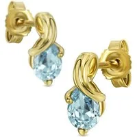 Miore Paar Ohrstecker MG9268E (inkl. Schmuckbox), Damen Ohrstecker Gelbgold, Ohrringe 9 Karat 375 Gold - mit Aquamarin