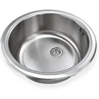 Stabilo Sanitär Edelstahlspüle Einbauspülbecken Chrom rund aus Edelstahl mit Ablaufsieb, 45/45 cm, (Komplett-Set, inkl. Siphon), Die Spüle ist Rost-und Hitzebeständig.