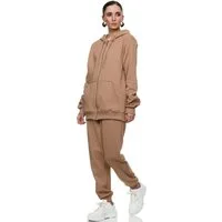 L.gonline Freizeitanzug Damen Jogginganzug, Freizeitanzug, Hausanzug 586 (Kapuzenjacke mit Reißverschluss, Hose, 2-tlg), Fitness Freizeit Casual