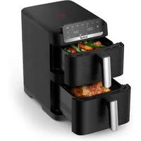 Tefal Heißluftfritteuse EY7528 Easy Fry Crispy Stack, platzsparendes Design, Doppelkammer-Heißluftfritteuse, 6 L + 4 L