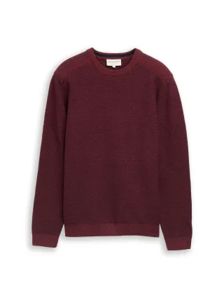 Tom Tailor - Strickpullover aus Baumwolle red navy mouline - Gr. - XXL