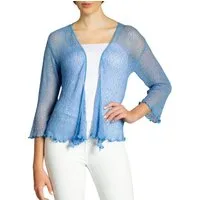 Caspar Strickjacke STJ022 angenehm leichter Damen Sommer Bolero mit 3/4 Arm