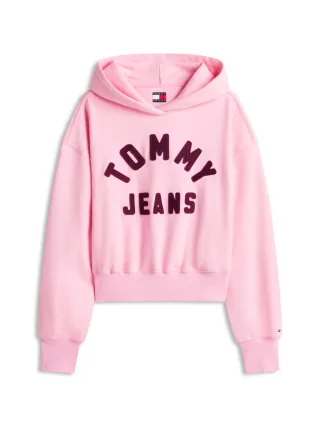 Tommy Hilfiger - Cropped Hoodie mit Logo pink - Gr. - XS
