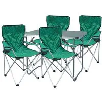Mojawo Essgruppe 5-teiliges Campingmöbel Set Grün 4x Stuhl inkl. Tasche + 1x Tisch