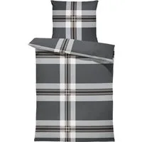 One Home Bettwäsche Winter Gestreift Modern, Biber, 2 teilig, kariert streifen, kuschelig warme weiche Baumwolle Flanell