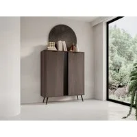MOEBLO Kommode LARON 2D (Eiche Dunin mit 2 Türen, modernes Industrial & Japandi Design, Metallgriffe & Füße, geriffelte Zierleiste, elegantes Stauraummöbe, Sideboard Wohnzimmer Kommode Schlafzimmer Komodenschrank Highboard), (BxHxT): 113,2 x 134,2 x 