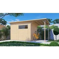 BERTILO Gartenhaus Pent Modern 4 Plus naturbelassen, BxT: 501x231 cm, mit hohen Seitenwänden und einer 1,88 m hohen Doppeltür