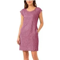 dy_mode Midikleid Einfarbiges Damen Leinenkleid Sommerkleid Kurzarm Midi Kleid in Unifarbe, mit Eingriffstaschen, leicht taillierte Passform