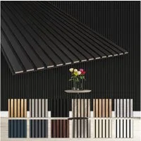 Hexim Wanddekoobjekt AP12 (Akustikpaneele 4 Stück 278x60cm Holz Comfort - flexible Lamellenwand MDF Wandpaneele Lamellenverkleidung Wandverkleidung schalldämmend 6.68m² Black Edition)