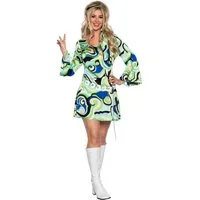 Underwraps Hippie-Kostüm Groovy Baby Hippie Kostüm - Fasching Karneval, Psychedelisches Kleid für die 70er Jahre Mottoparty
