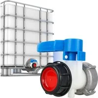 JOYOLEDER Absperrventil IBC Wassertankadapter, DN40/DN50 IBC Absperrhahn Auslaufhahn, (Klappenhahn mit Aluminium-Überwurfmutter, für 1000L IBC Container, Wassertank, Regentonne)