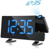 BEARWARE Projektionswecker Dimmer, 15 FM Radiospeicher, große blaue Ziffern, Snooze 5-60 min. Anzeige an Wand & Decke, Alarm-Lautstärke 10 Stufen, gut ablesbar