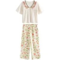 LAURA ASHLEY Pyjama Laura Ashley Schlafanzug aus Dobby-Baumwollgewebe (2 tlg)