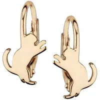 Goldene Hufeisen Paar Ohrhänger verspielte Katzen-Ohrringe Gold Kater für alle Altersgruppen, 925 Silber (Sterlingsilber), vergoldet, Hypoallergen