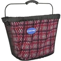 FISCHER Fahrrad Fahrradkorb Lenker-Korb Classic mit Schnell-Befestigung Schwarz, Universal Fahrrad-Korb, Textil-Einsatz, Korb auch für E-Bike geeignet
