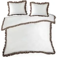 Eurofirany Bettwäsche LAURA ELIZA, 55 % Baumwolle, 45 % Polyester, 3 teilig, mit dekorative Kante oder Rüsche, atmungsaktiv