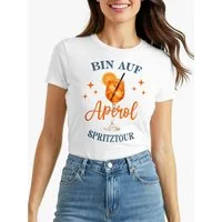 MoonWorks Print-Shirt Damen T-Shirt Spruch Bin auf Spritztour After Work Party Kostümidee mit Print
