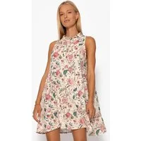 SASSYCLASSY Minikleid Ärmelloses Musselinkleid mit Volants für Damen Luftiges Sommerkleid aus Musselin Baumwolle mit Stehkragen