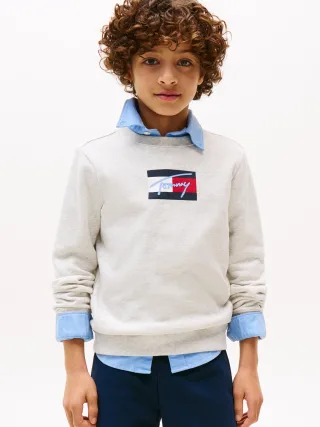 TOMMY SCRIPT FLAG SWEATSHIRT grey heather - Gr. - 10