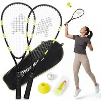 HyperMotion Federballschläger HyperMotion Speed Badminton Set 2 Schläger 5 Bälle Kegel