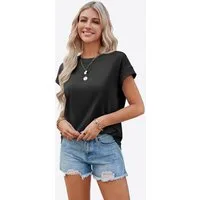 Imily Bela T-Shirt Rundhals Kurzarmshirt mit Rippbündchen (Packung, 1-tlg., 1per-Pack) in Unifarbe