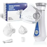 IEA Medical Inhalationsgerät JM-06802 mobiler Vernebler, leise für unterwegs, feine Zerstäubung, Komplettset 5-tlg., inkl. Masken & Mundstück, für Kinder & Erwachsene, bei Asthma, Erkältung & Atemwegserkrankungen
