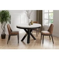 WFL GROUP Esstisch Clara im Loft-Stil rund ausziehbar mit schwarzen Metallbeinen (MADE IN EU, erhältlich in zwei Größen – 100/120 cm, ausziehbar auf 180/200 cm), platzsparender Industrial Tisch in Holzoptik für Wohnzimmer oder Küche