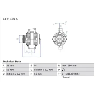 Bosch Lichtmaschine 150A 0986043910 Mercedes C-Klasse E-Klasse Sprinter V-Klasse Vito
